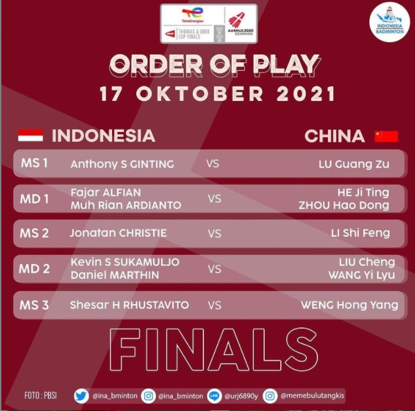 Thomas 2021 live cup Live Hasil